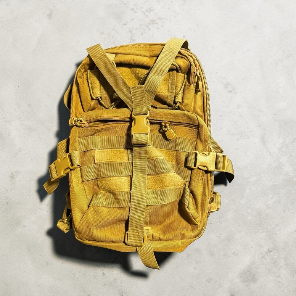Tan Tactical Backpack MOLLE Military Style EDC Bug Out Bag Hiking Daypack